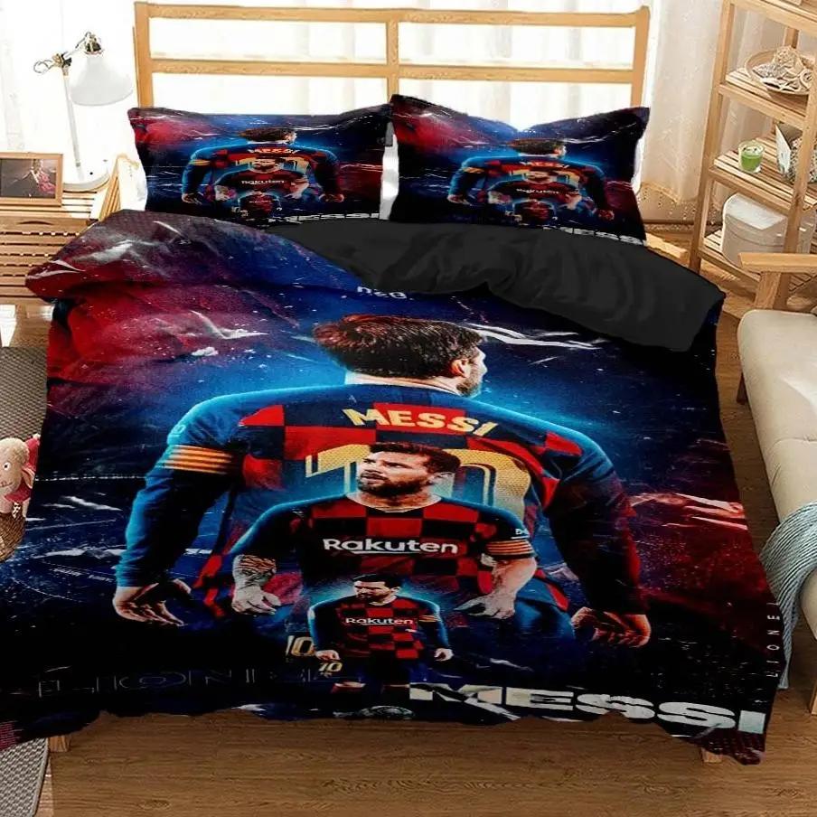 

Футбольна суперзірка Мессі Постільна білизна 3D-друк ФК Барселона Підковдра Постільна білизна М яка Королівський Повний розмір Постільна білизна Для хлопчика AU Double(180*210cm)3pcs