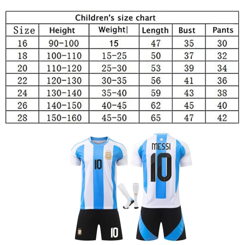 Kids Argentina Messi Soccer Jersey, Polyester Sportswear, Multicolor, Multi-Size