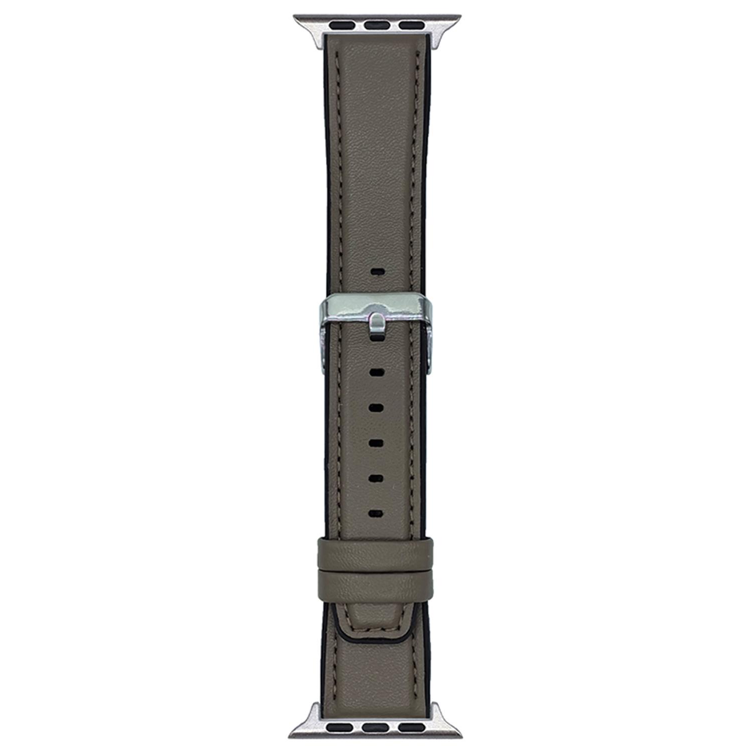 

Watch Band for Apple Watch Series 10 9 8 7 SE 6 5 4 3 2 1 42mm 41mm 40mm 38mm Napa Texture PU Covered Silicone Strap Tan