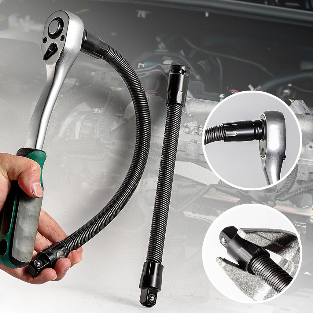 Bendable Socket Extender 360 Dgree Flex Long Reach Hand Spring Extension Rod for Bolt Fastener Corner Mechanic Repair Machinery
