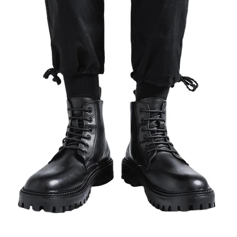 Botine pentru bărbați din piele PU de modă Pantofi ocazionali în aer liber Cizme de lucru calde pentru bărbați de designer uşoare 2024 Cizme clasice lucrate manual