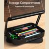 Desktop Book Stand for Reading with Rotate Base Wooden Panel Page Clips Storage Compartments Foldable and Angle