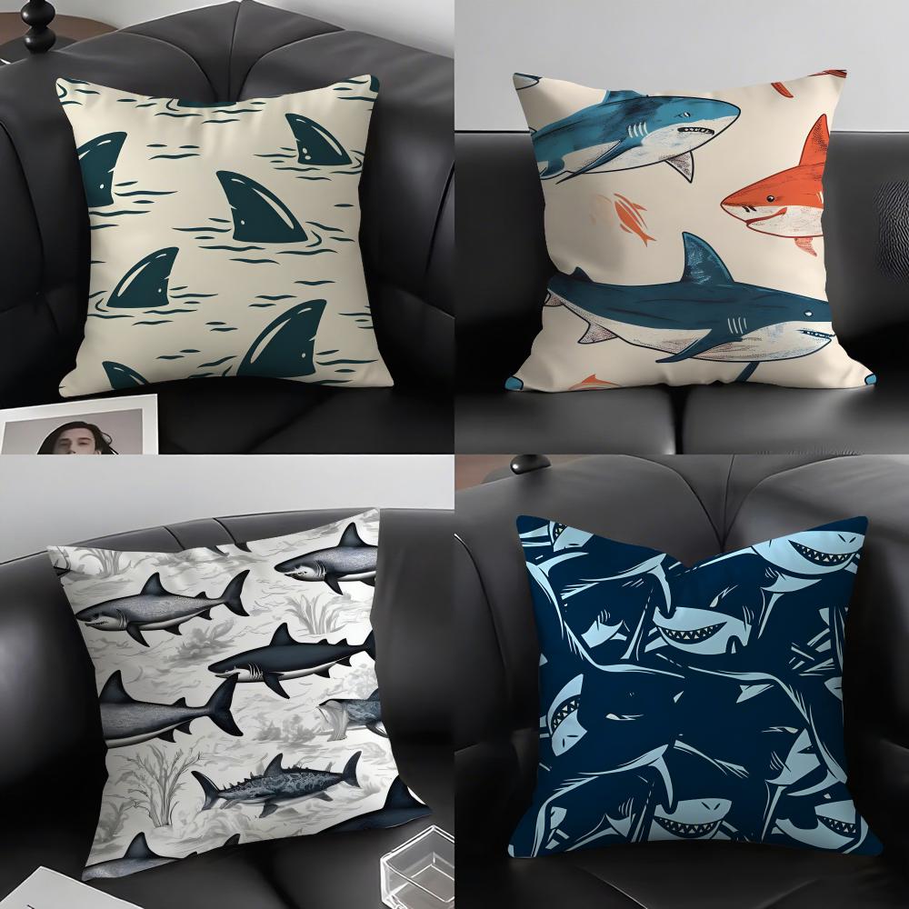 Shark Fashion Cushion Cover Pillowcase Ultra Soft Skin Friendly Fabric Cloud Like Comfort  Concealed Zipper