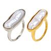 Practical Rings Finger Jewelry Elegant Long Strip Pearls Rings Stainless Steel Texture Suitable for Women Present