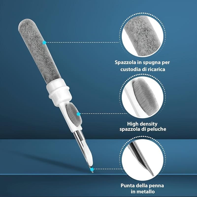 Durable ABS Wireless Earbud Cleaning Pen with Precision Brush - Ideal for Earphones, Keyboards & More, Includes Replacement Tips, Earbuds Wireless