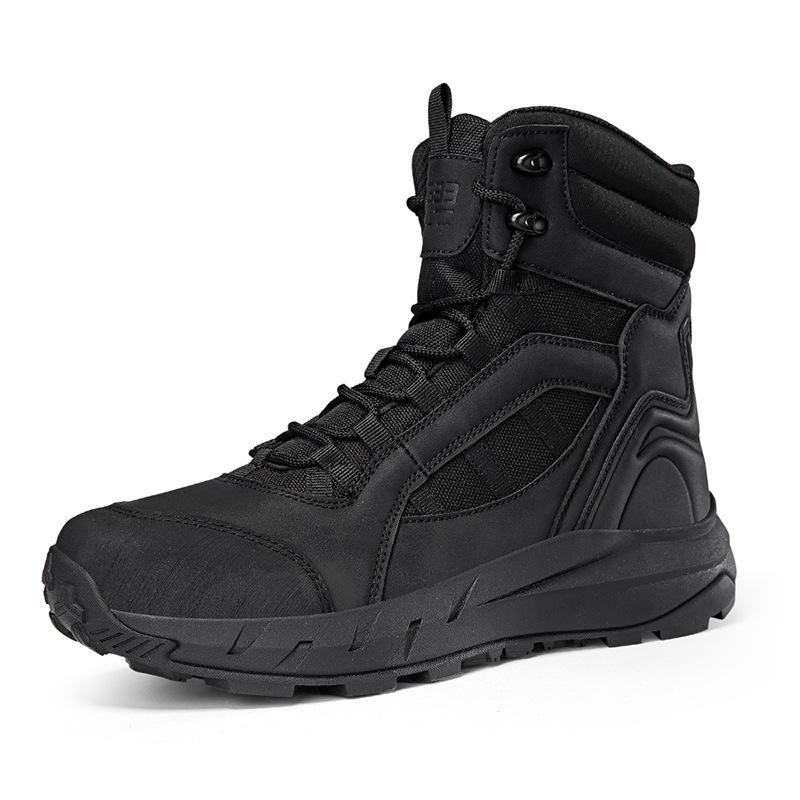 2025 Men s High-Top Outdoor Combat Boots: Fashionable Casual Military Style 44 чёрный