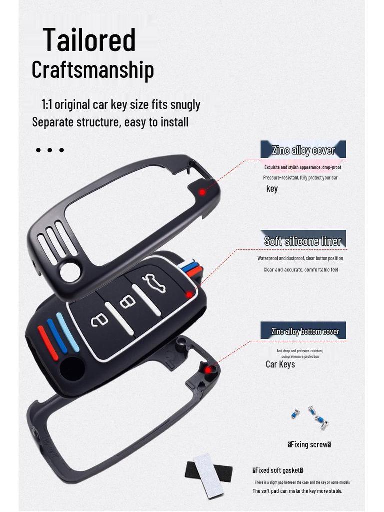 Folding Key Case for Geely Vision X3, King Kong, Panda S1, and Vision X1 - Protective Shell with Buckle