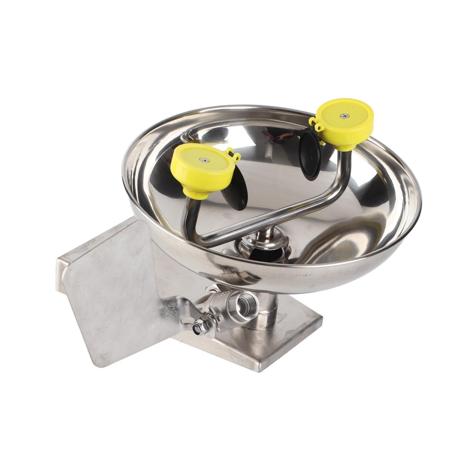 Double Nozzle Eye Wash Station 304 Stainless Steel Wall Mount Emergency Eye Washer Sink with Safety Sign 304 stainless steel