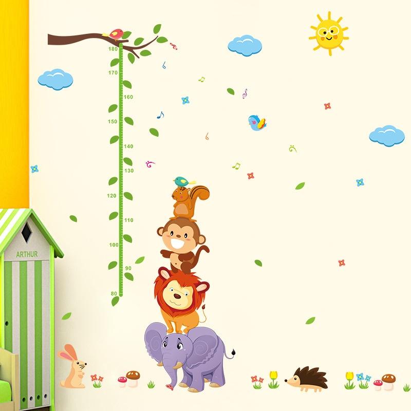 Lebhaftes Wachstum Höhenmesslatte Abnehmbarer Wandaufkleber für Kinder- und Babyzimmer-Dekor