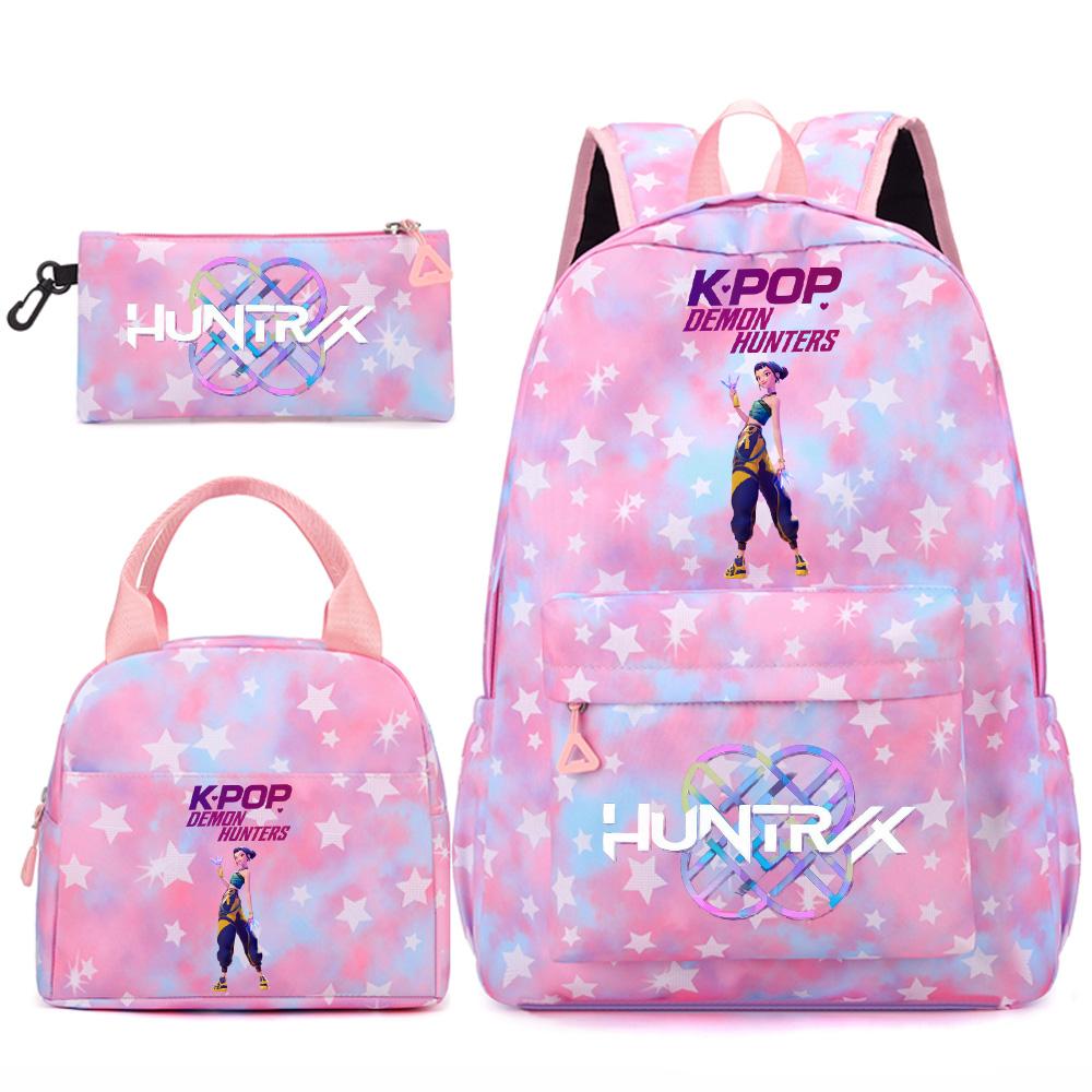 Set 3 piese/set Anime Desene animate Kpop Imprimate Rucsac Geantă de mână Etui pentru creioane pentru Adolescent Student Fată Băiat Ghiozdan Copil Ghiozdan Capacitate Mare Geantă de călătorie Cadou