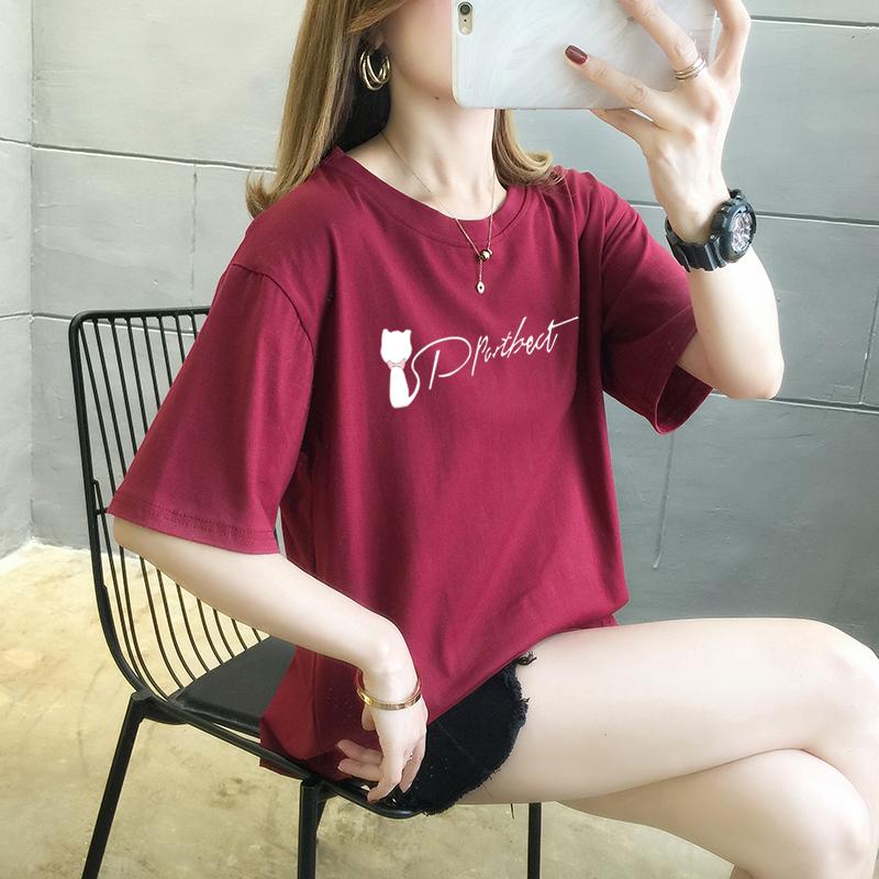 Summer pure cotton Casual loose student T Shirt Women's Y2k Tops Harajuku funny cartoon print Short Sleeve T-shirts Women