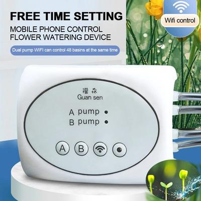 Controlador de riego inteligente para jardín con WiFi, doble bomba, riego automático por goteo, temporizador, aplicación Romate Control