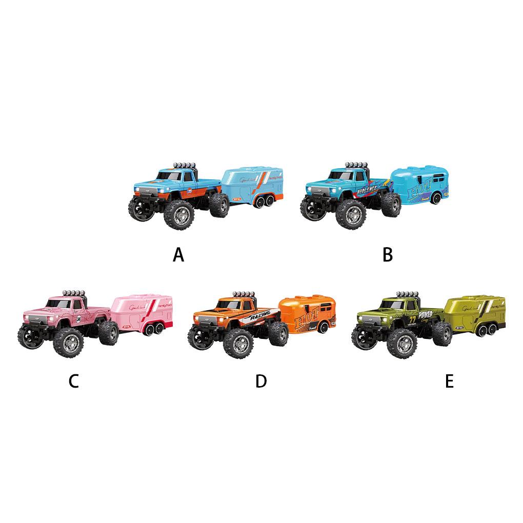 ABS 1/64 Mini Rc Monster Truck With Trailer 4G Remote Control USB Rechargeable Alloy Housing