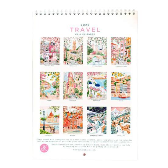 1/2 Pcs 2025 Wall Calendar 12-Month Travel Calendar Wall Hanging Monthly Planner for Home Office Schedule Organizing