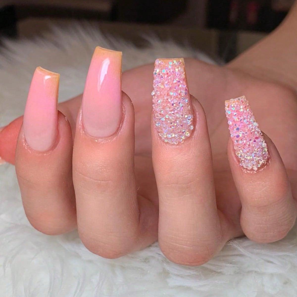 

24-Piece Rhinestone Press-On Nails Set with Long Tips
