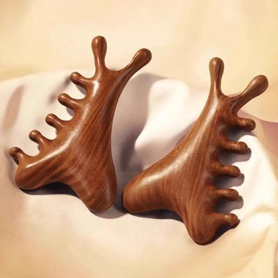 Multi-functional Meridian Massage Comb Sandalwood Scalp Massage Comb Deer Wide Tooth Face Head Body Massager Guasha Scrubber Tool