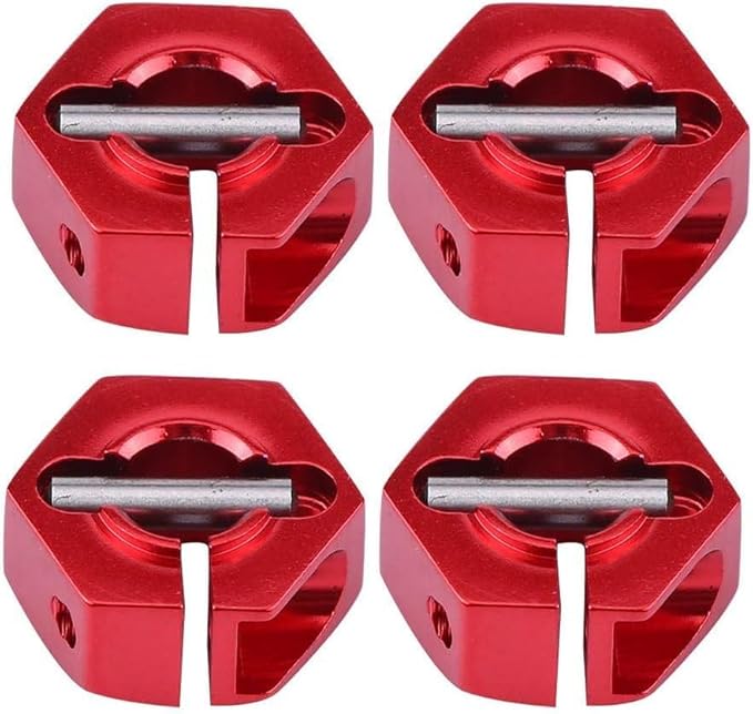 4Pcs 12mm Hex Wheel Hub Adapters – Universal for 1/10 RC Cars HSP Sakura – 7mm Height, Red