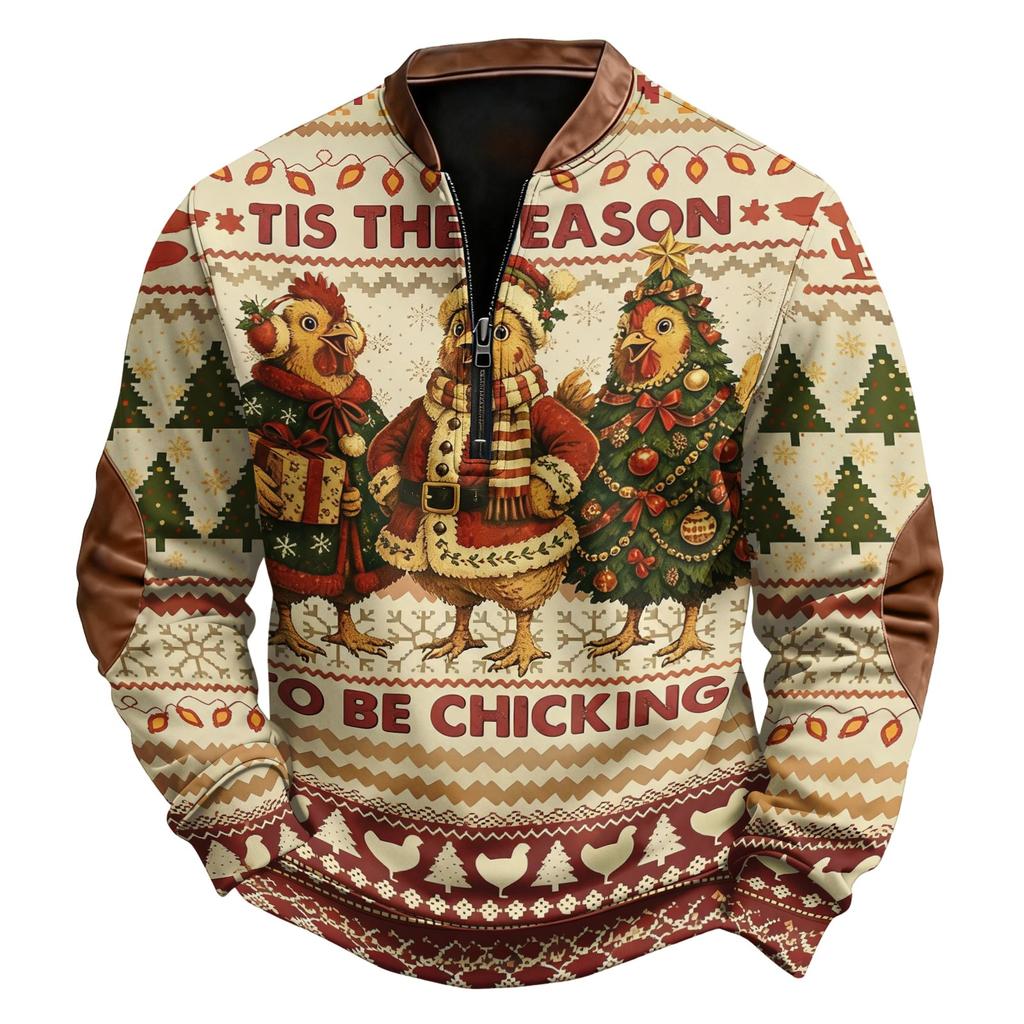 Men's Sweatshirt with Funny Christmas Print, Long Sleeve Pullover Top