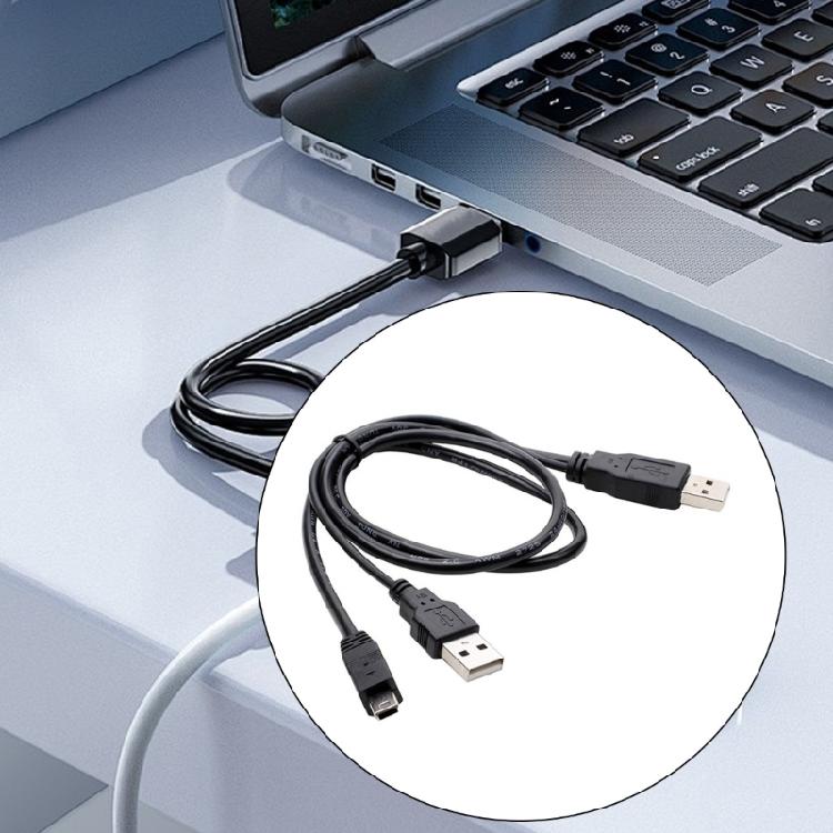 USB2.0 Y Cable Double USB A To Mini B Connectors For External HDD BluRay Power Supply HDD Date Cable PVC USB Y Cable