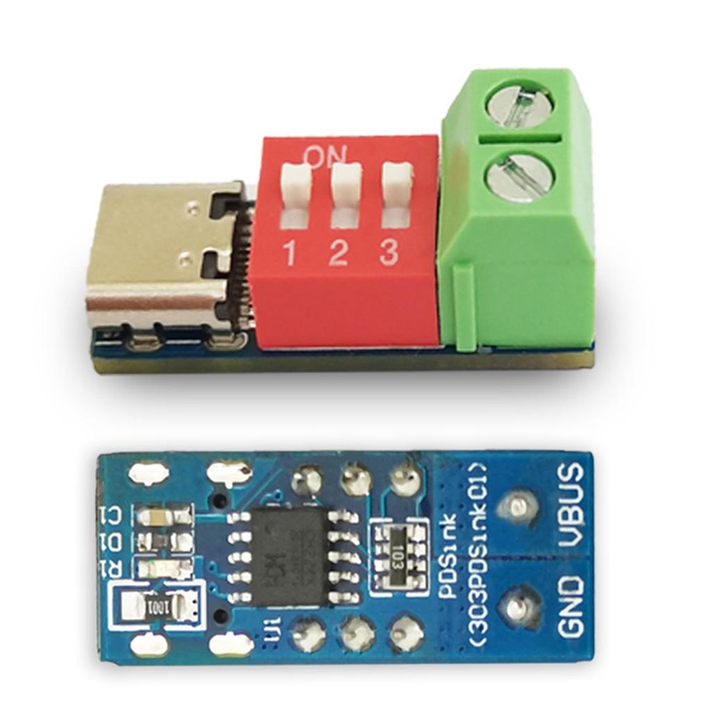 Rychlé nabíjení QC PD Decoy Board PDSink 5-20V PD Decoy Modul USB Type-C Zástrčka Nabíjecí konektor Kolečko pro nastavení kódu