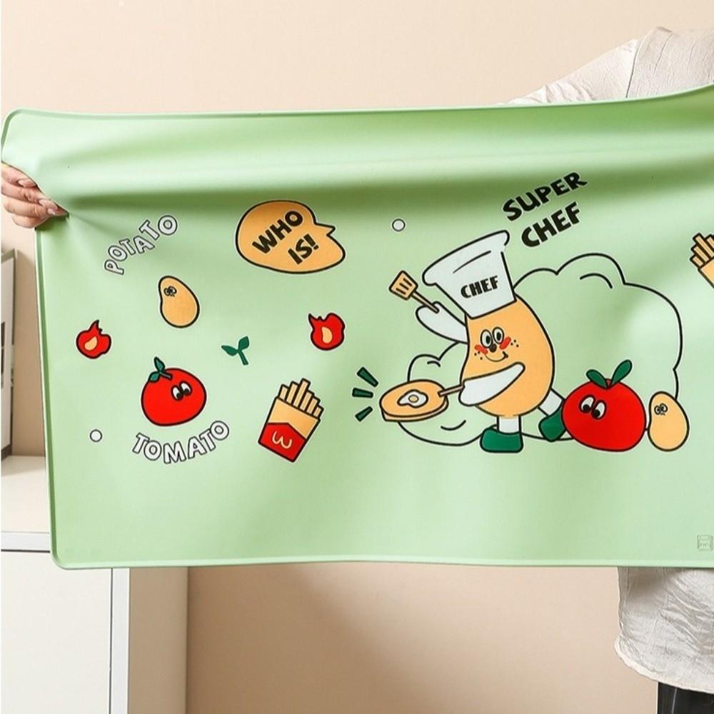 Washable Cartoon Silicone Place Mat Anti-Slip Waterproof Insulation Pad Oil Proof Heat Resistance Dish Drying Mat Coffee Machine
