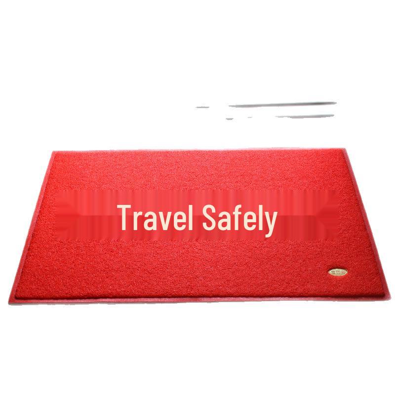 Welcome Red Silk Ring Commercial Entrance Mat - Dirt-Resistant, Anti-Slip PVC Floor Carpet.