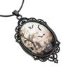 Bat Cemetery Glass Pendant Necklace Punk Choker Necklace Halloween Clavicle Chain Necklace Gothic Jewelry for Women Men