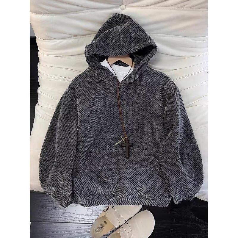 Unisex Solid Color Knitted Hooded Sweatshirt - Trendy, Fashionable, Versatile Casual Top