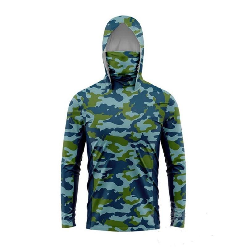 UV Protection Fishing Shirt With Hood Face Cover Quick Dry Breathable Long Sleeve Men Women Outdoor Angling