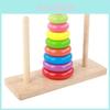 Holz Spielzeug Turm von Hanoi Puzzle mit Regenbogen Ringen für Kinder Pädagogisches Spiel