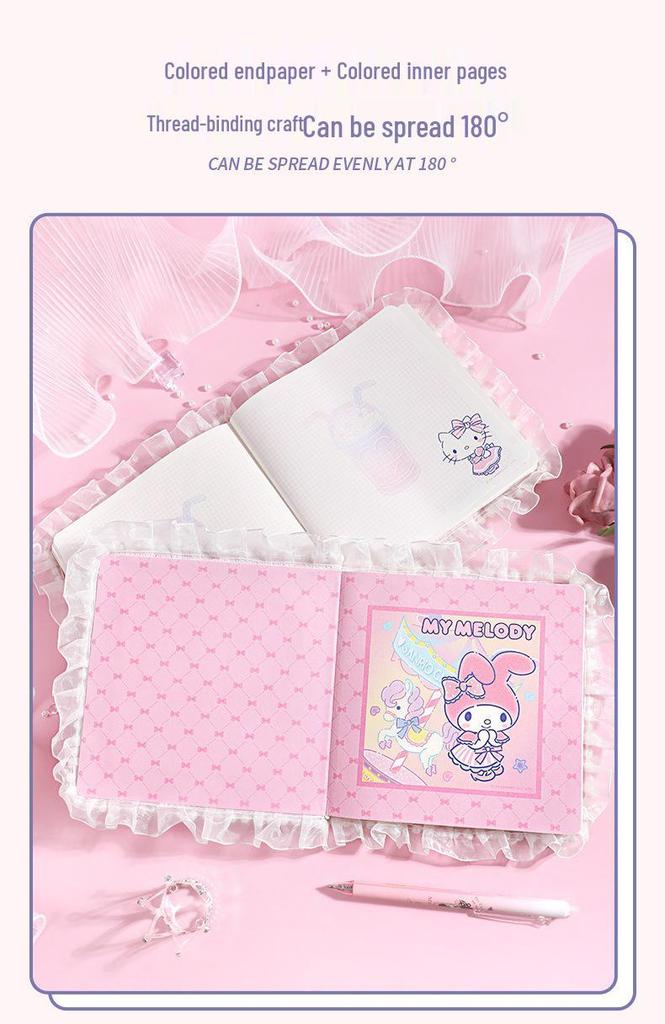 Sanrio Cartoon Notebook - 80 Sheets, Cute Designs featuring Pochacco, Kuromi, Hello Kitty