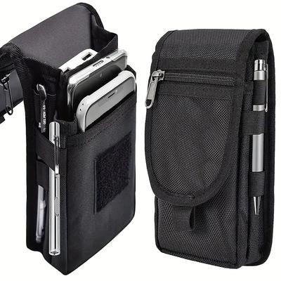 Flip Phone Bag with Three Compartments for Casual Pen Insertion and Waist Hanging Men's Belt Loop Pouch Large Capacity Wallet