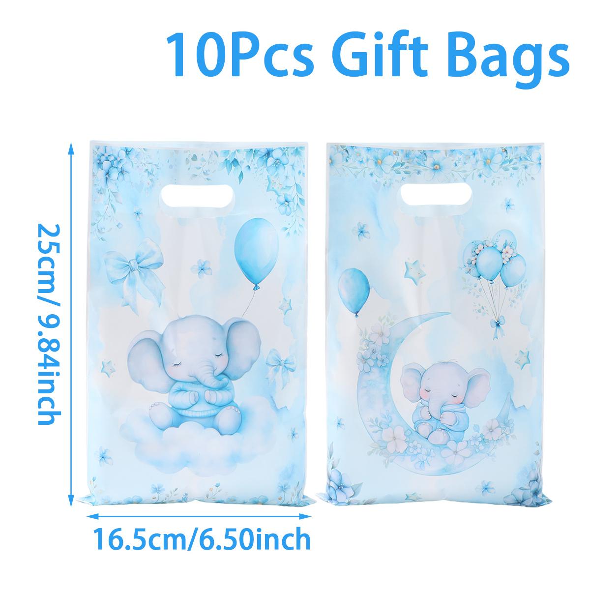 

Elephant Handheld Gift Bag Blue Elephant Candy Packaging Bags Gender Revealing Birthday Party Decor Kids Boy BabyShower Supplies 10pcs