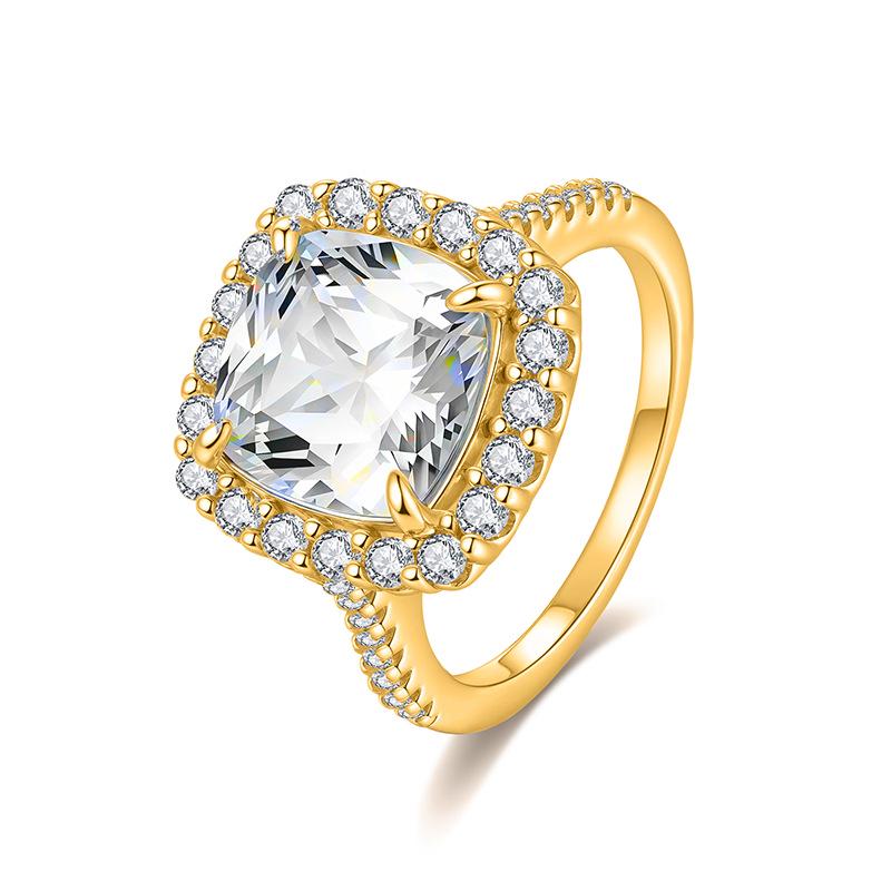 European & American Luxury 5 Carat Square Moissanite Ring, S925 Sterling Silver, 10x10mm Size 9