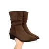 High Heel Pointed Suede Khaki Thin French Small Short Boots Women's Shoes 2025 New Stacking Boots Spring and Autumn Single Boots