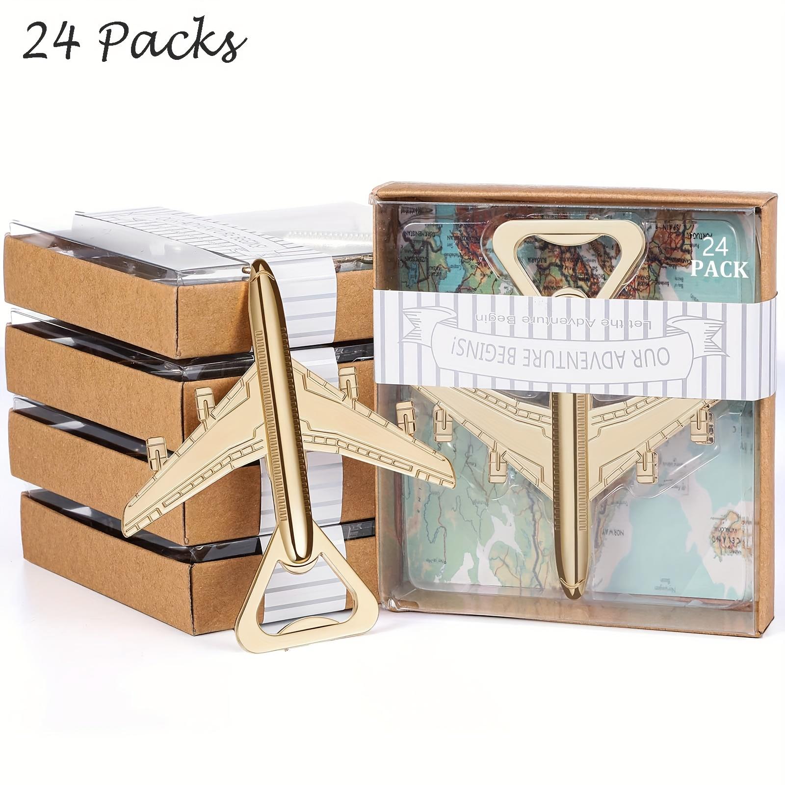 

Набор из 24 золотых открывалок для бутылок в виде самолетов в коробке, популярная пилотская, дорожная, авиационная открывалка для пива, идеально подходит для дней рождения, подарочных мероприятий, Дня святого Валентина 24Pcs золотистый