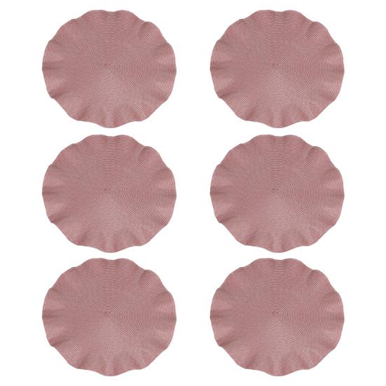 

6 шт./компл. круглых салфеток под приборы, набор, плетеный дизайн, моющийся нескользящий обеденный коврик, гофрированный край, термостойкий коврик для стола 6pcs розовый