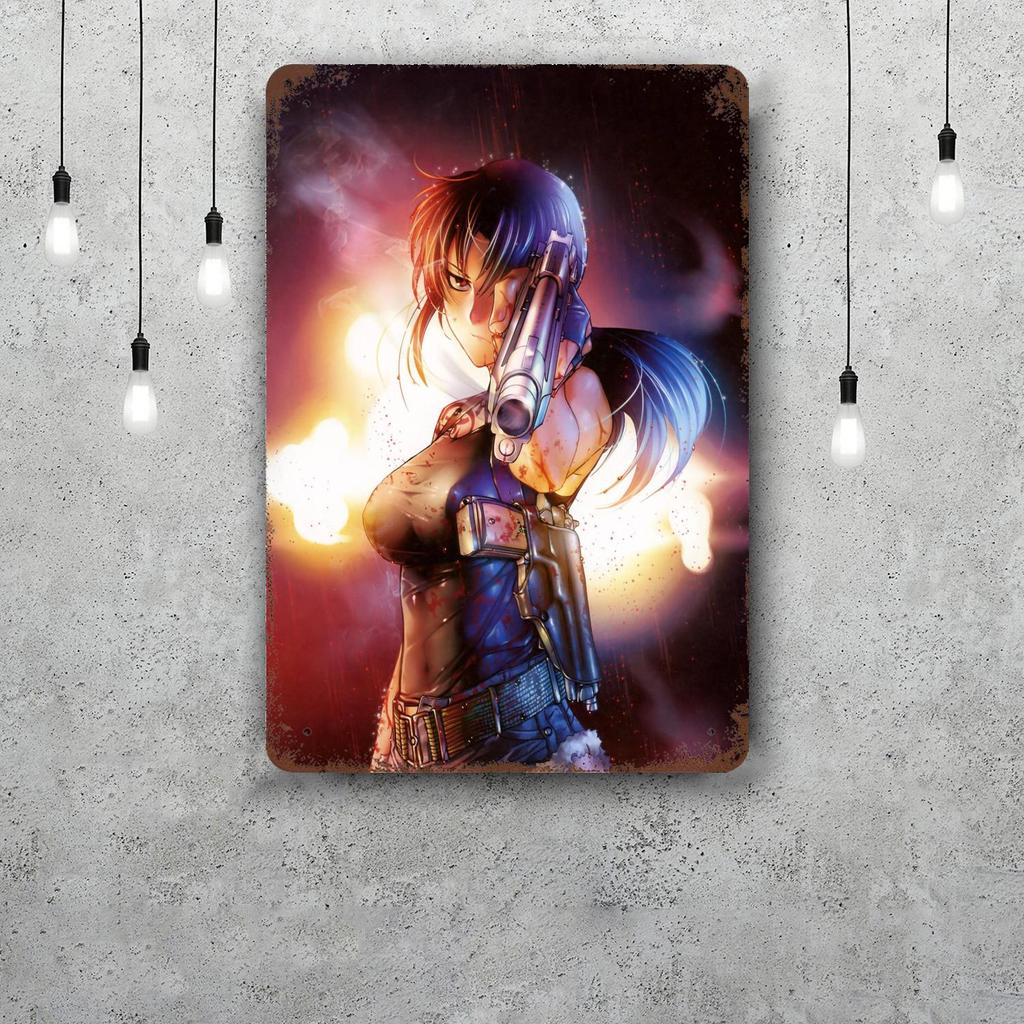 black lagoon 3 cartoon Decor Vintage Metal Signs Tin Signs Captain Poster Decor for Bar Pub Club Man Cave Wall Decoration
