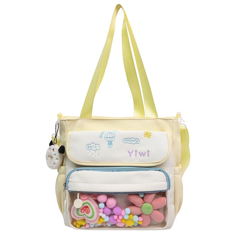 Large Capacity Shoulder Bag Student Book Bag Color Block Crossbody Bag