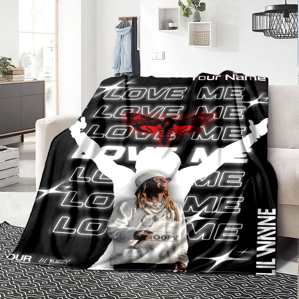 Name Custom Lil Wayne Print Flannel Blanket High Quality Warm Comfortable Cover for All Seasons Perfect for Gifts Home Decor