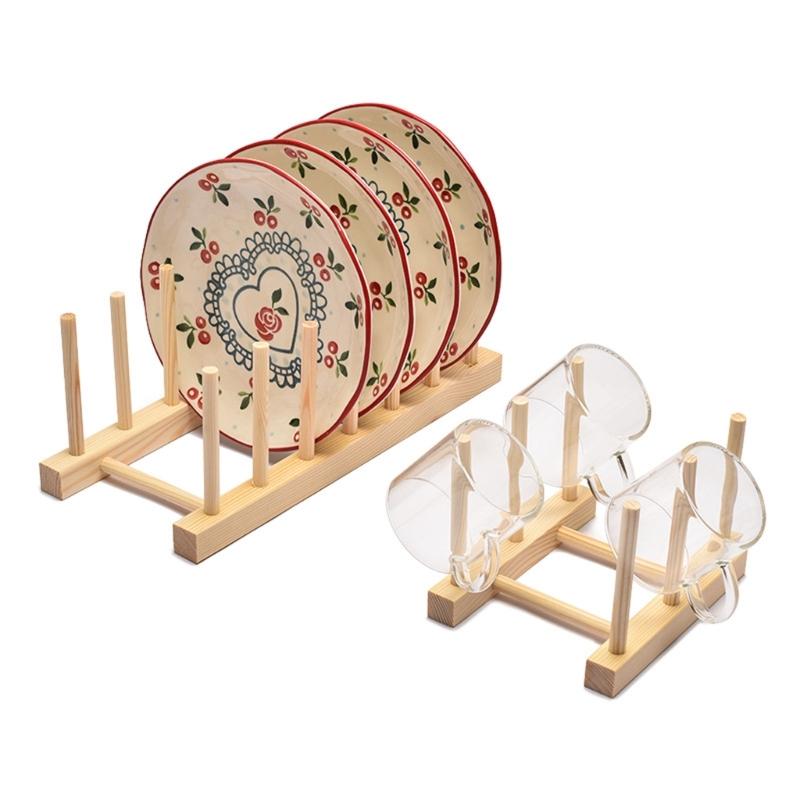 Multi Purpose Wooden Kitchen Storage Shelf for Commercial Home Use Space Saving Cups Bowls Teaware Display Stand