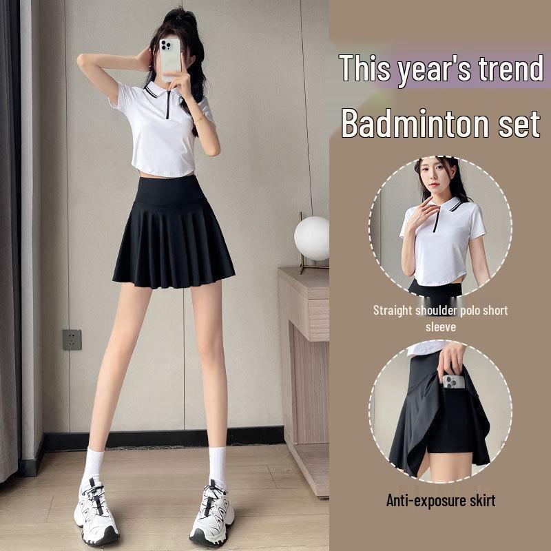 Damen Schnelltrocknendes Sportset: Lässiges Sommer Lauf- & Tennis-Outfit mit kurzem Rock für Fitness