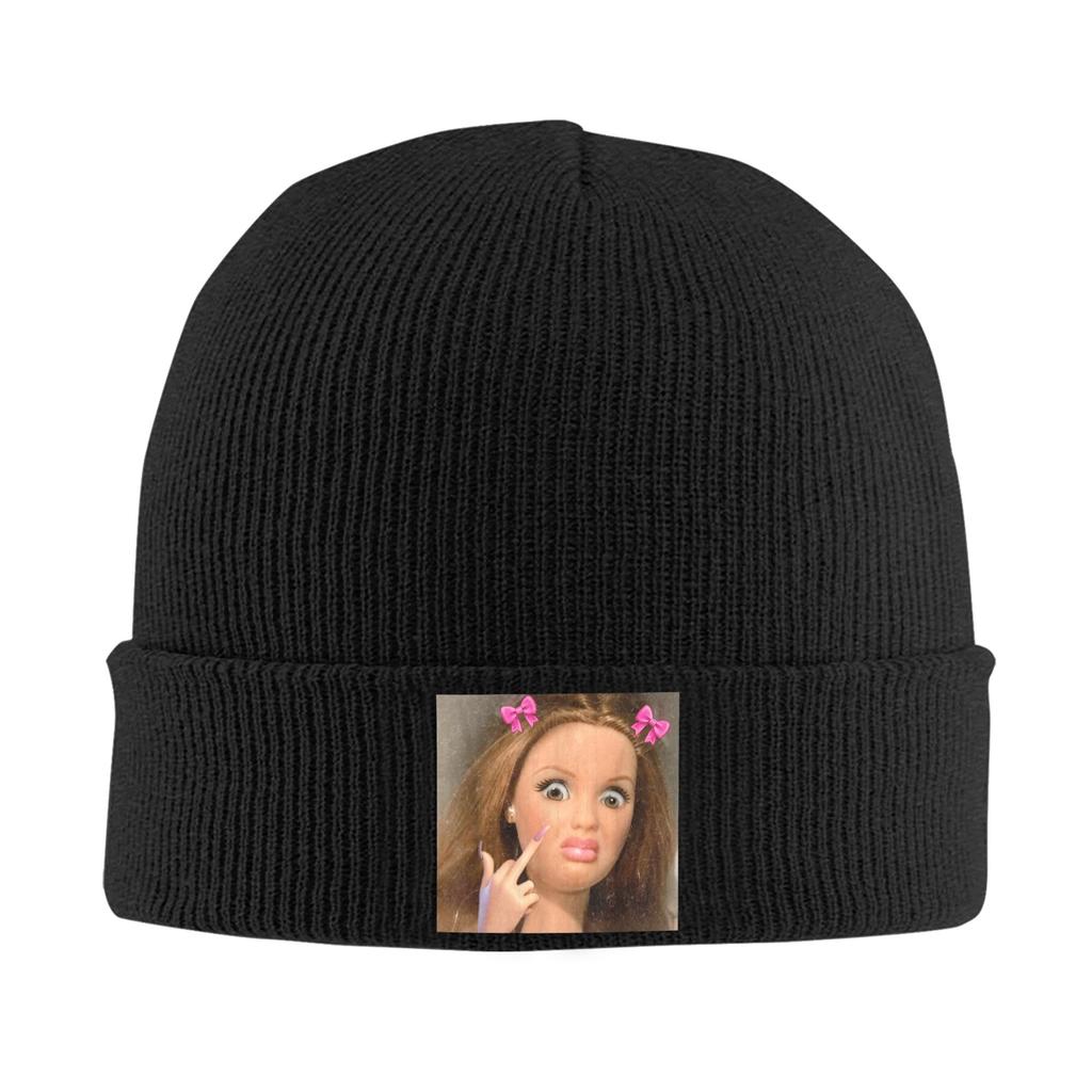 Disgusted Doll Meme Face Knitting Hat Beanie Hats Gym Warm Soft Unisex Adult Bonnet Hats Autumn Design Casual Caps Gift