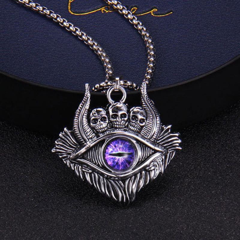 Vintage Evil Dragon Eye Pentagram Craniu pandantiv colier Punk stil gotic Colier petrecere bijuterii cadou neutru