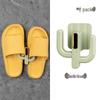 Punch-Free Wall-Mounted Bathroom Slipper & Shoe Organizer Rack with Hooks