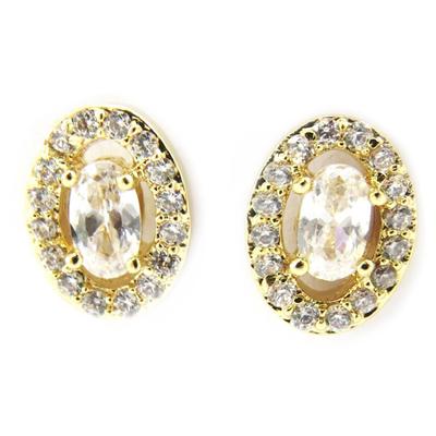 [L7025] - Boucles Plaqué Or 'Sissi' blanc doré