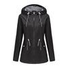 Red Waterproof Hooded Jacket Women Fashion Casual Coat Waist Drawstring Tie Zipper Switch Blue Green Yellow Black Windbreaker