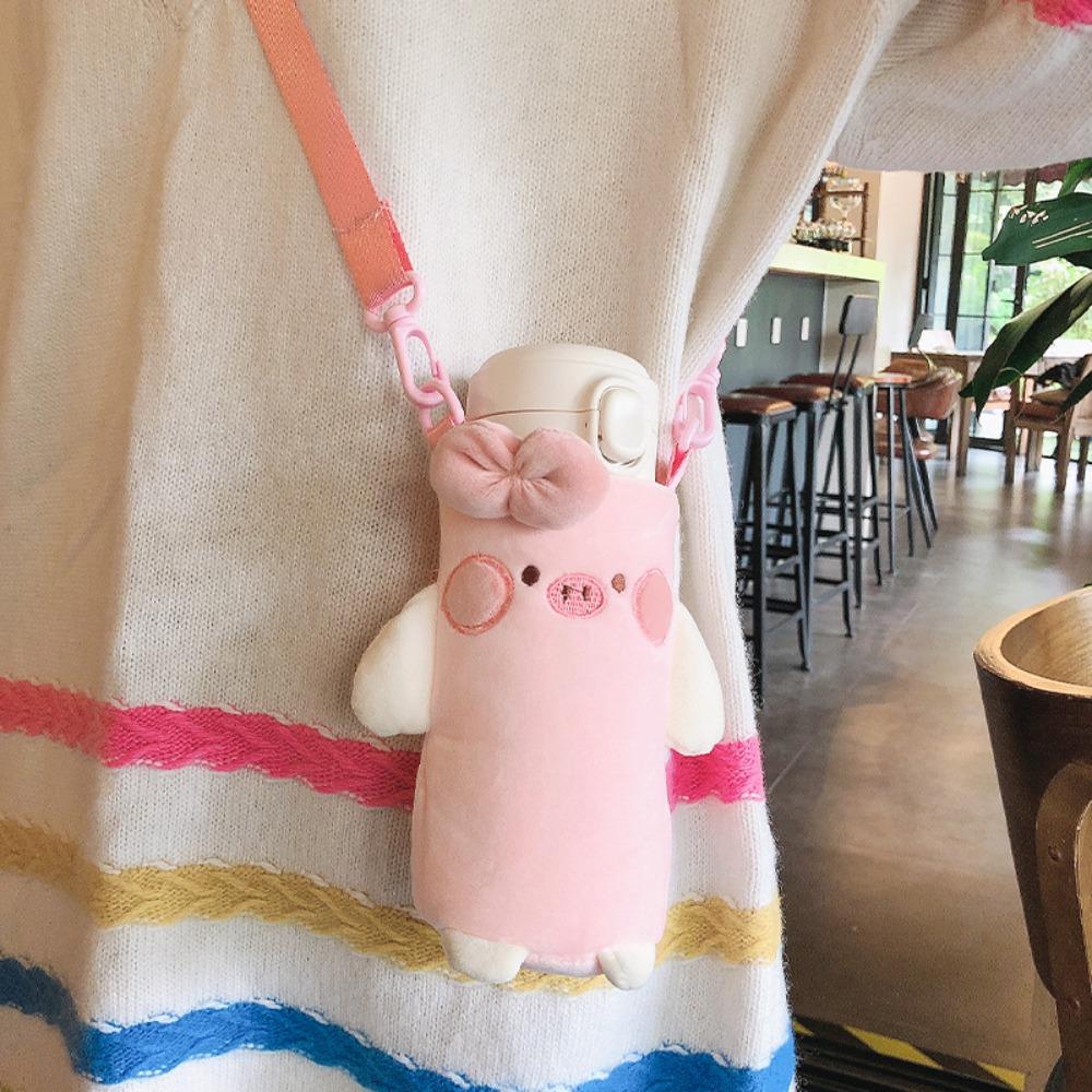 Water Bottle Bag with Adjustable Strap Cartoon Animals Insulated Cup Sleeve Portable Carrying Milk Tea Crossbody Bag