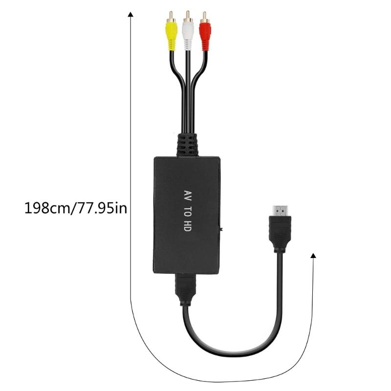 AV-zu-HDMI-kompatibler Konverter, RCA-zu-HDMI-kompatibler Audio-/Video-Konverter-Adapter, unterstützt 1080p NTSC/PAL für Set-Top-Boxen