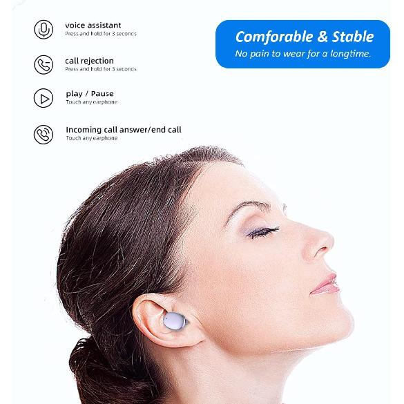Kamon K11 Wireless Earbuds with Wireless Charging Case, Bluetooth 5.3, Touch Control Waterproof, in Ear Stereo Headphones Built in Mic Headset